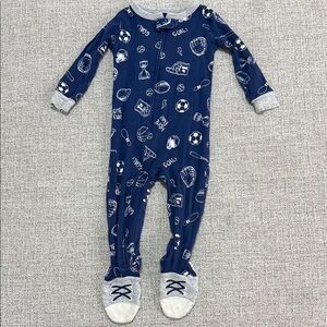 Carter's Blue Sports Print Footie Pajamas